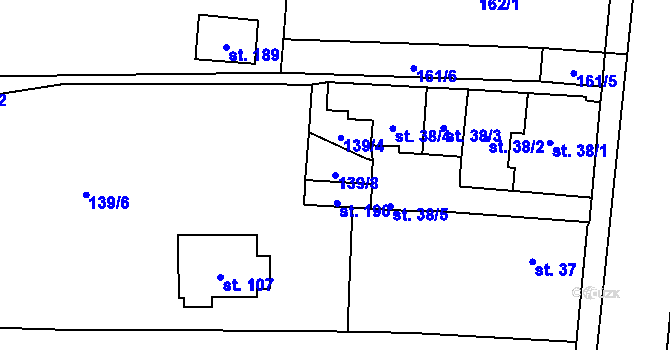 Parcela st. 139/8 v KÚ Malá Víska u Klatov, Katastrální mapa