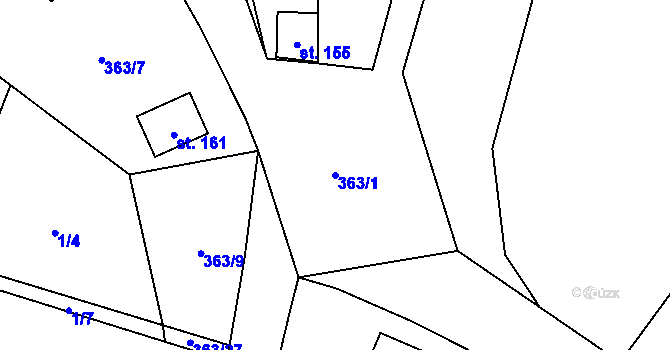Parcela st. 363/1 v KÚ Malá Víska u Klatov, Katastrální mapa