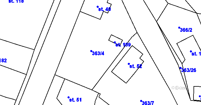 Parcela st. 363/6 v KÚ Malá Víska u Klatov, Katastrální mapa