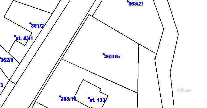 Parcela st. 363/15 v KÚ Malá Víska u Klatov, Katastrální mapa