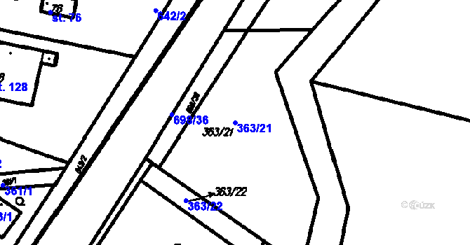 Parcela st. 363/21 v KÚ Malá Víska u Klatov, Katastrální mapa