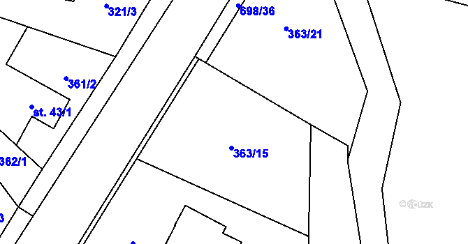 Parcela st. 363/22 v KÚ Malá Víska u Klatov, Katastrální mapa