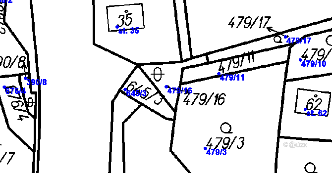Parcela st. 479/16 v KÚ Malá Víska u Klatov, Katastrální mapa
