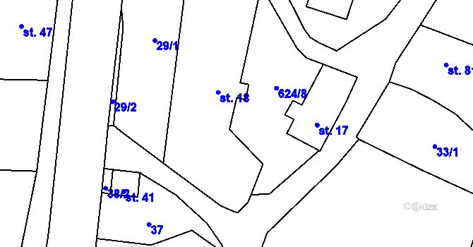 Parcela st. 624/4 v KÚ Malá Víska u Klatov, Katastrální mapa