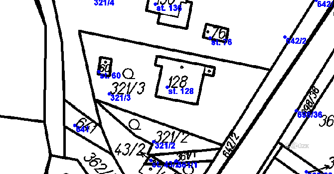 Parcela st. 128 v KÚ Malá Víska u Klatov, Katastrální mapa