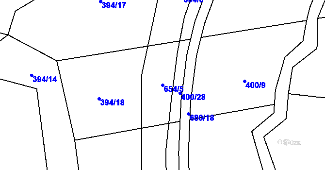 Parcela st. 654/5 v KÚ Malá Víska u Klatov, Katastrální mapa