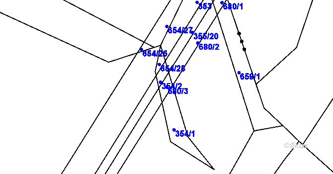 Parcela st. 680/3 v KÚ Malá Víska u Klatov, Katastrální mapa