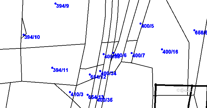 Parcela st. 400/33 v KÚ Malá Víska u Klatov, Katastrální mapa