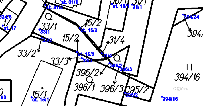 Parcela st. 31/4 v KÚ Malá Víska u Klatov, Katastrální mapa
