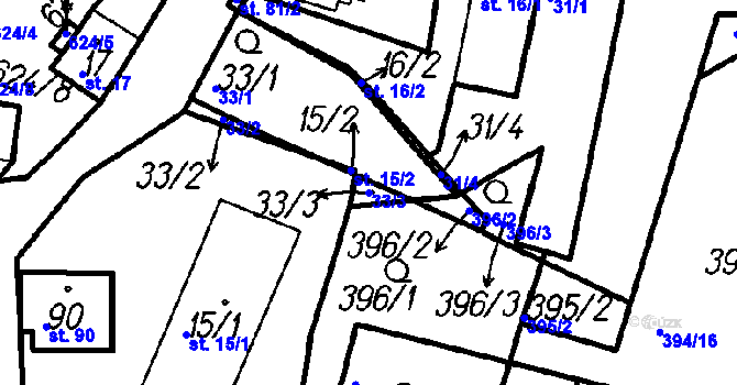 Parcela st. 33/3 v KÚ Malá Víska u Klatov, Katastrální mapa