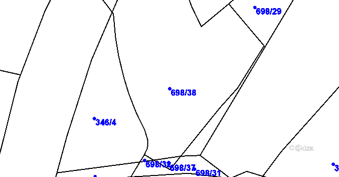 Parcela st. 698/38 v KÚ Malá Víska u Klatov, Katastrální mapa