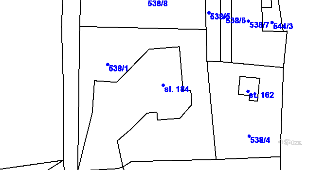 Parcela st. 184 v KÚ Malá Víska u Klatov, Katastrální mapa