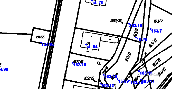 Parcela st. 64 v KÚ Neznašovy, Katastrální mapa