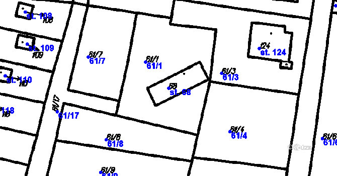 Parcela st. 68 v KÚ Neznašovy, Katastrální mapa