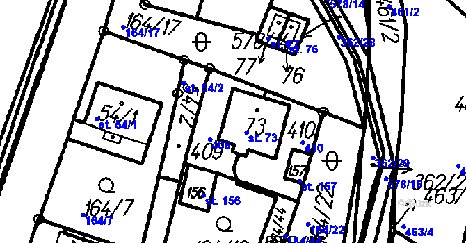 Parcela st. 73 v KÚ Neznašovy, Katastrální mapa