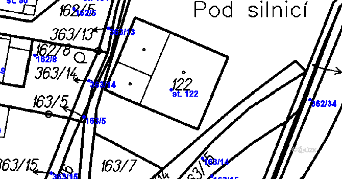Parcela st. 122 v KÚ Neznašovy, Katastrální mapa
