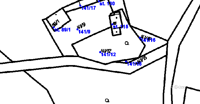 Parcela st. 141/12 v KÚ Neznašovy, Katastrální mapa