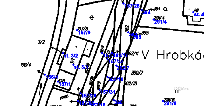 Parcela st. 157/11 v KÚ Neznašovy, Katastrální mapa