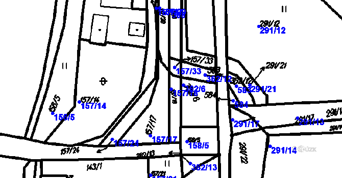 Parcela st. 157/18 v KÚ Neznašovy, Katastrální mapa