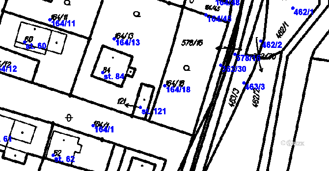 Parcela st. 164/18 v KÚ Neznašovy, Katastrální mapa