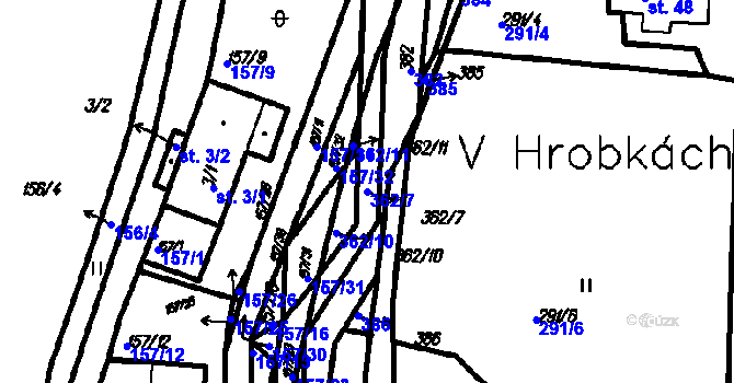 Parcela st. 362/7 v KÚ Neznašovy, Katastrální mapa