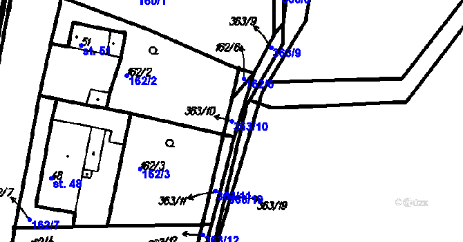 Parcela st. 363/10 v KÚ Neznašovy, Katastrální mapa