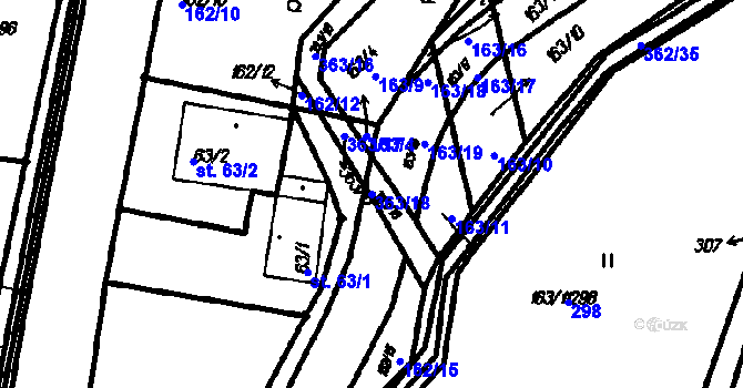 Parcela st. 363/18 v KÚ Neznašovy, Katastrální mapa