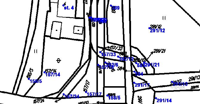 Parcela st. 157/33 v KÚ Neznašovy, Katastrální mapa