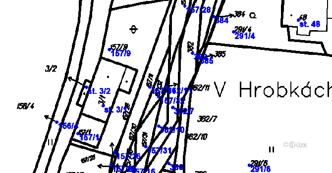 Parcela st. 362/11 v KÚ Neznašovy, Katastrální mapa
