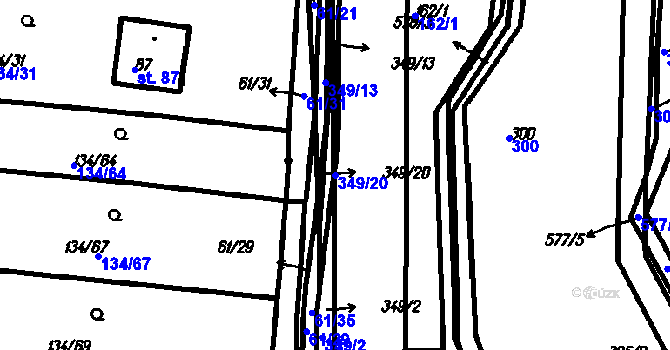 Parcela st. 349/20 v KÚ Neznašovy, Katastrální mapa