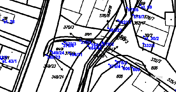 Parcela st. 164/46 v KÚ Neznašovy, Katastrální mapa