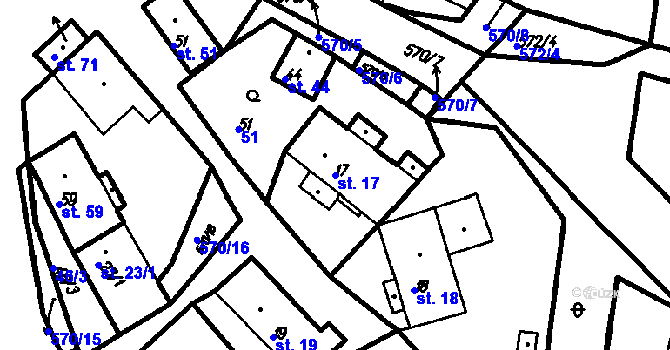 Parcela st. 17 v KÚ Radinovy, Katastrální mapa