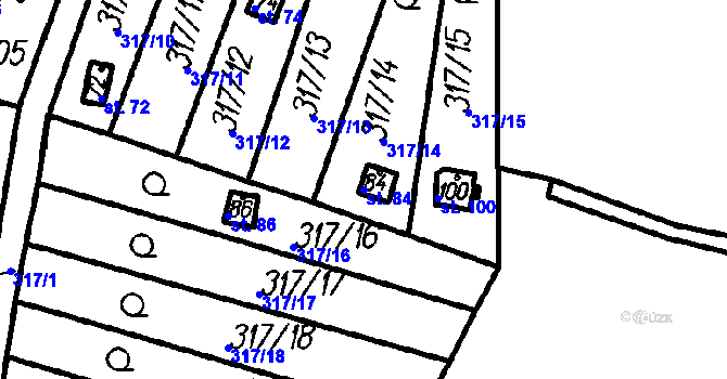 Parcela st. 84 v KÚ Radinovy, Katastrální mapa