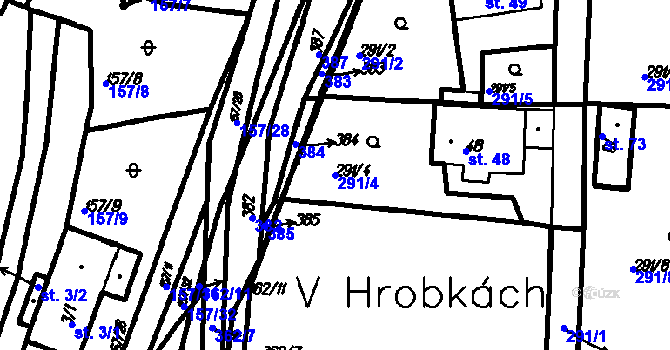 Parcela st. 291/4 v KÚ Radinovy, Katastrální mapa