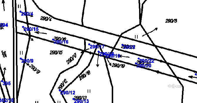 Parcela st. 290/18 v KÚ Radinovy, Katastrální mapa
