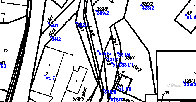 Parcela st. 578/5 v KÚ Radinovy, Katastrální mapa