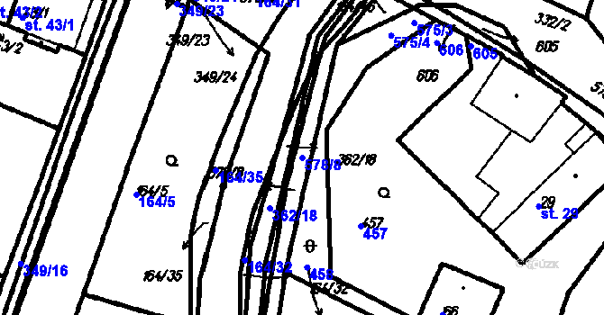 Parcela st. 578/8 v KÚ Radinovy, Katastrální mapa