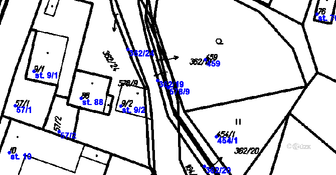 Parcela st. 578/9 v KÚ Radinovy, Katastrální mapa