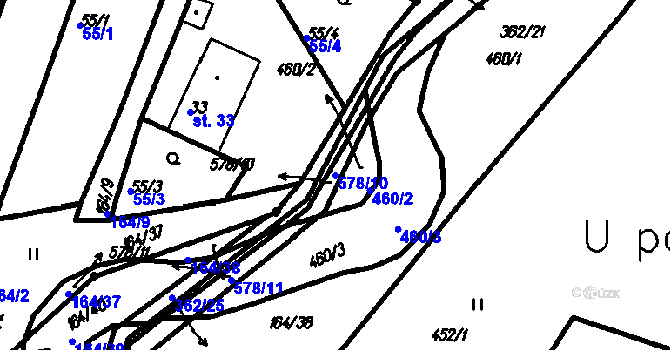 Parcela st. 578/10 v KÚ Radinovy, Katastrální mapa