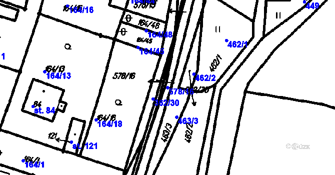 Parcela st. 578/16 v KÚ Radinovy, Katastrální mapa