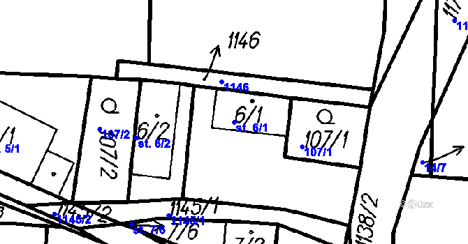 Parcela st. 6/1 v KÚ Vrhaveč u Klatov, Katastrální mapa
