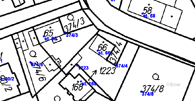 Parcela st. 66 v KÚ Vrhaveč u Klatov, Katastrální mapa