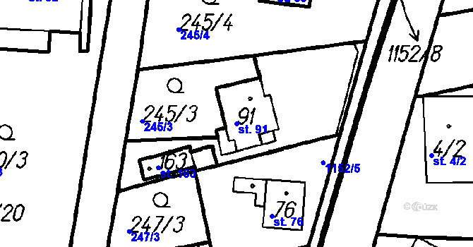 Parcela st. 91 v KÚ Vrhaveč u Klatov, Katastrální mapa