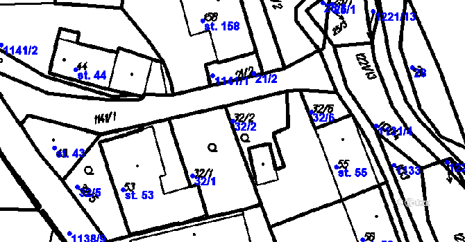 Parcela st. 32/2 v KÚ Vrhaveč u Klatov, Katastrální mapa