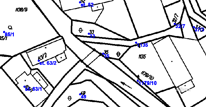 Parcela st. 35 v KÚ Vrhaveč u Klatov, Katastrální mapa