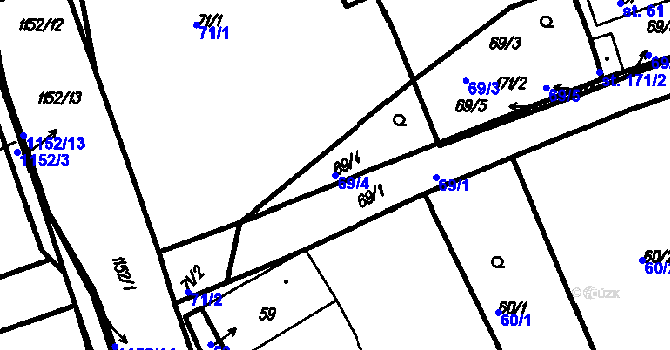 Parcela st. 69/4 v KÚ Vrhaveč u Klatov, Katastrální mapa