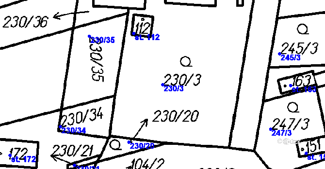 Parcela st. 230/3 v KÚ Vrhaveč u Klatov, Katastrální mapa