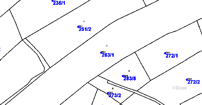 Parcela st. 283/1 v KÚ Vrhaveč u Klatov, Katastrální mapa