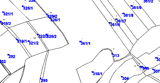 Parcela st. 361/1 v KÚ Vrhaveč u Klatov, Katastrální mapa