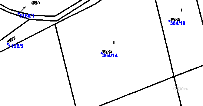 Parcela st. 364/14 v KÚ Vrhaveč u Klatov, Katastrální mapa